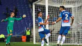 Melendo celebra su gol al Barça / EFE