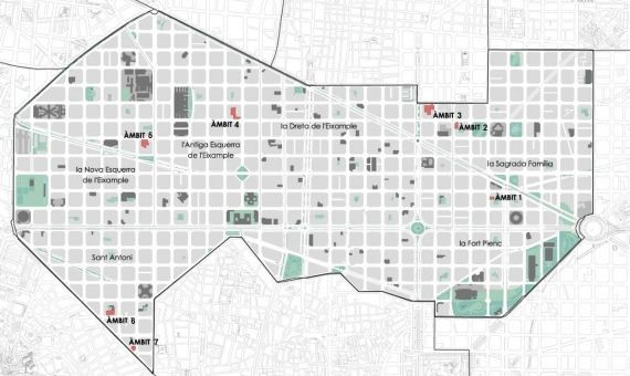 Solares del Eixample donde se constuirán los nuevos equipamientos / AJUNTAMENT DE BCN