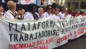 Mujeres de Sindihogar/Sindillar en la manifestación del pasado 27M / @sindihogar