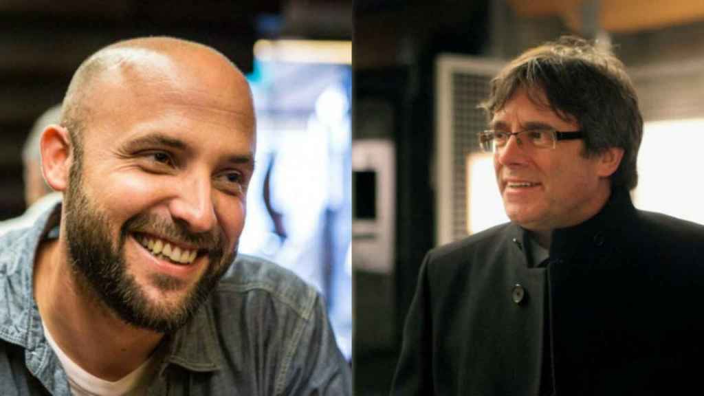 Jordi Graupera, en un fotomontaje junto a Carles Puigdemont / jordigraupera.cat / vikipedia