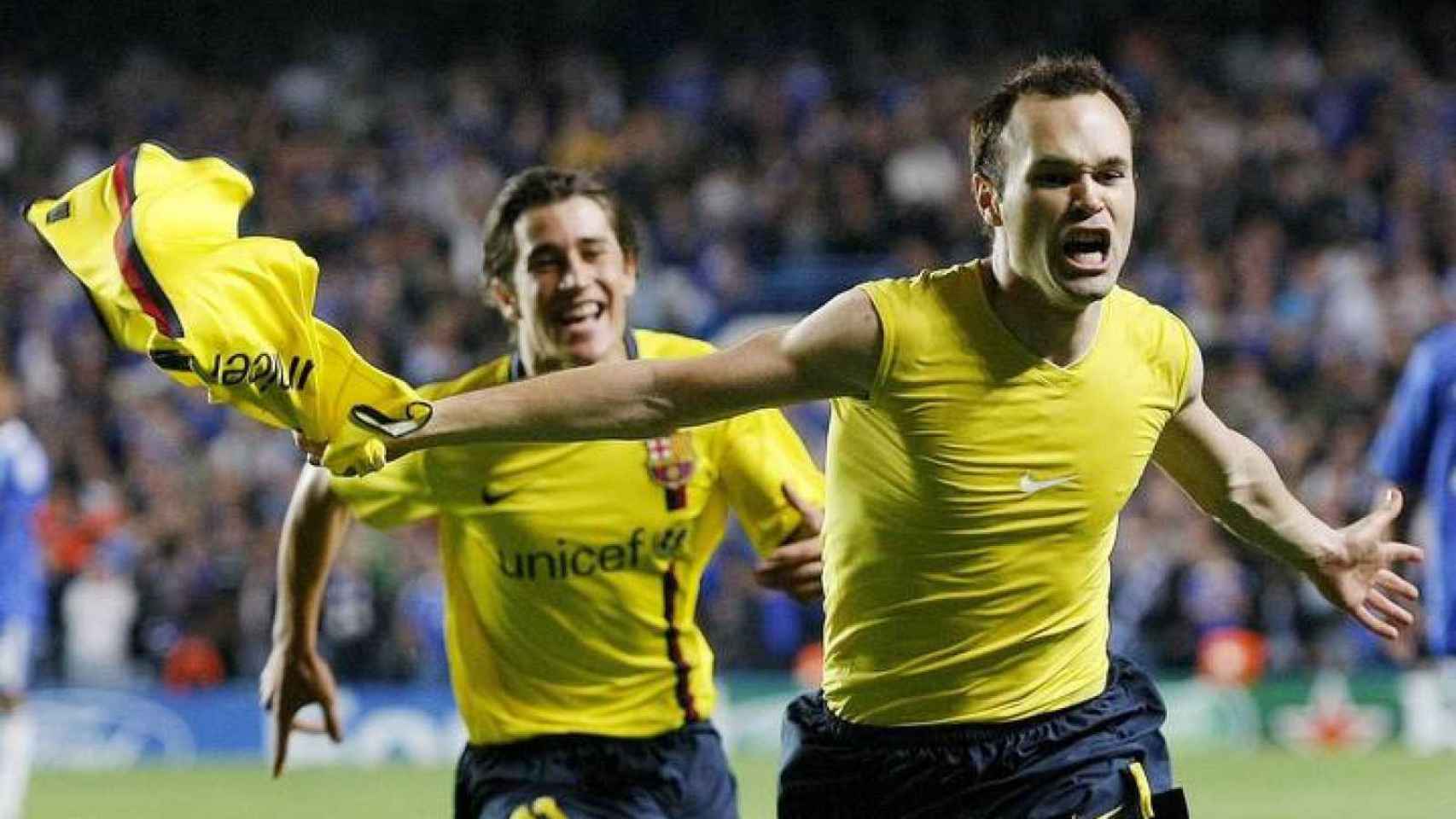 Iniesta celebrando el gol de Stamford Bridge / EFE