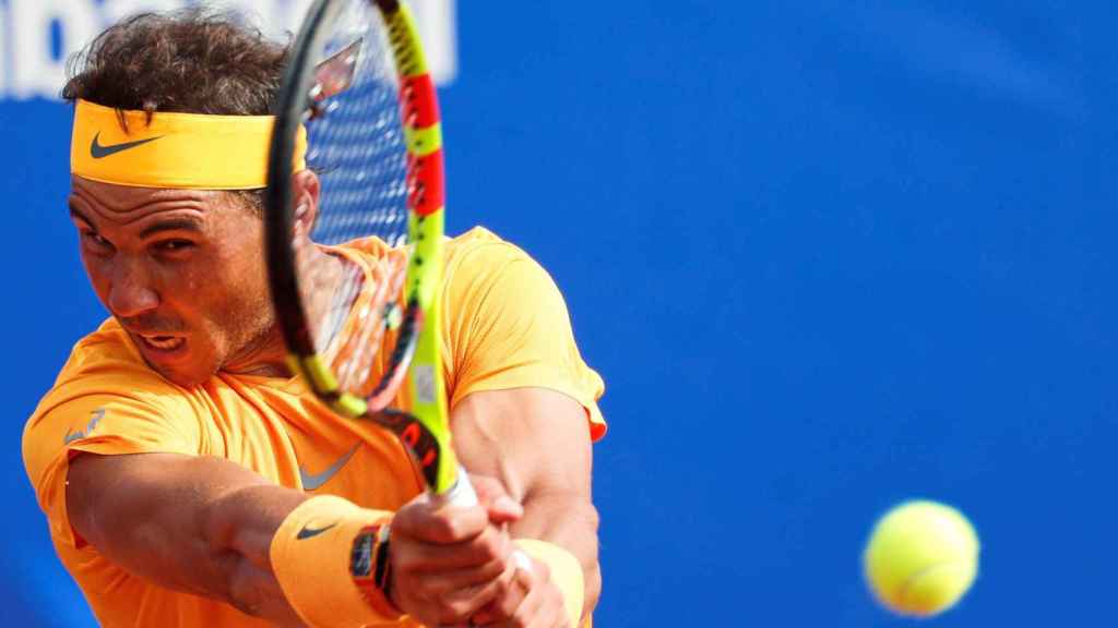 El tenista Rafa Nadal durante la semifinal del Godó, este sábado / EFE ALEJANDRO GARCÏA