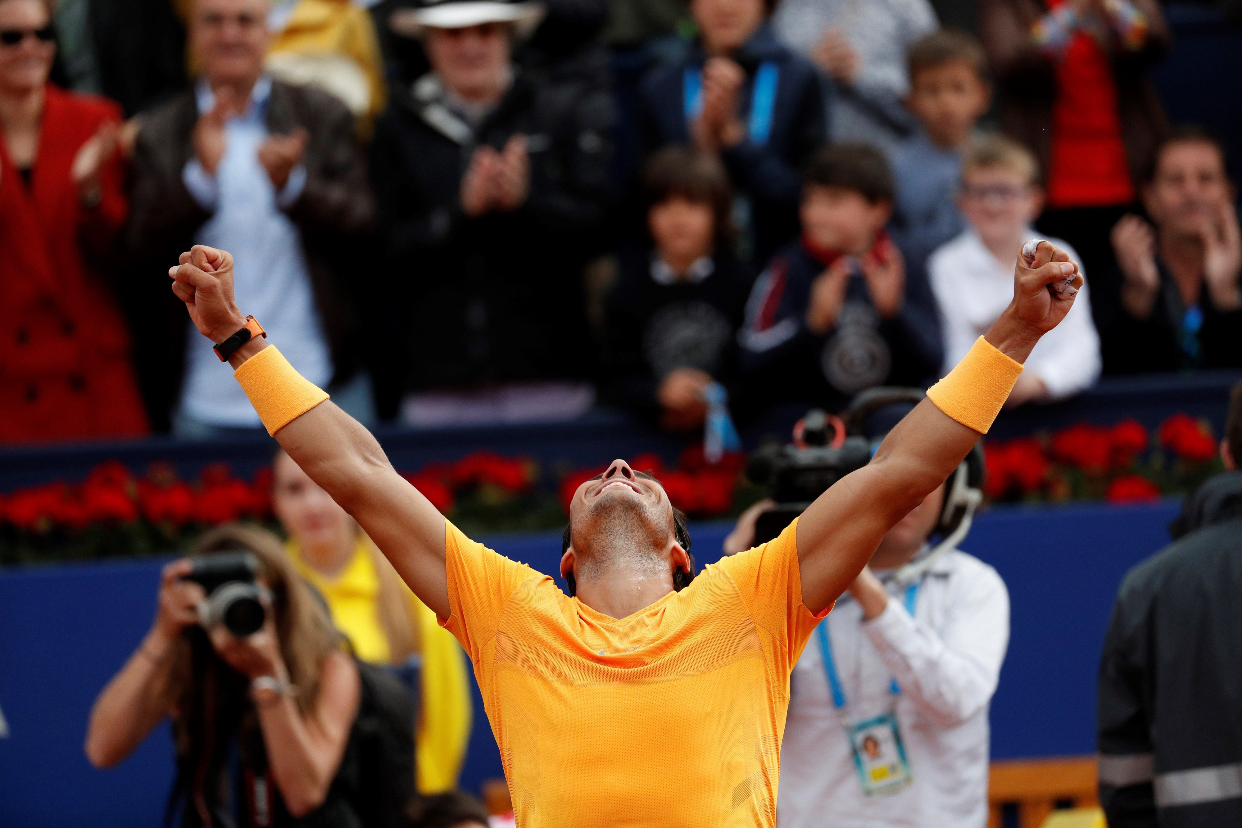 Rafa Nadal, celebrando eufórico su 11º título en el Trofeo Conde de Godó / EFE