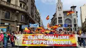 Momento en que los manifestantes bajan por Via Laietana antes de dirigirse hacia La Barceloneta / EUROPA PRESS