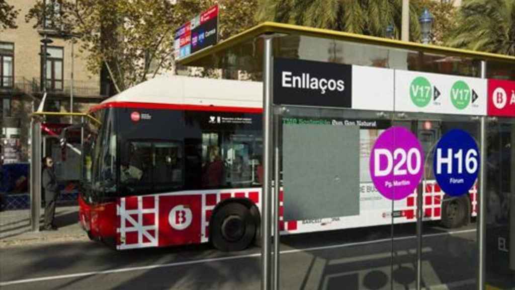 Una parada de autobús de Barcelona
