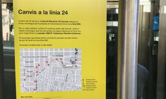 Aviso de TMB sobre la nueva ruta del bus 24 / MIKI