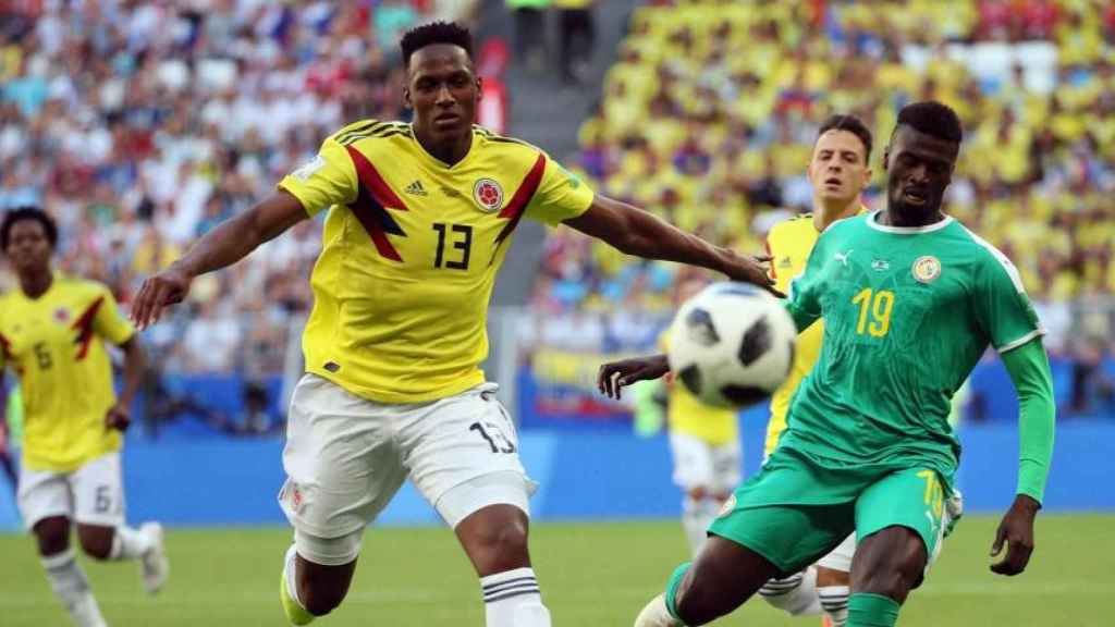 Yerry Mina, en un partido de Colombia durante el Mundial de Rusia