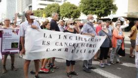 Manifestantes ceinal contra la incineradora de Sant Adrià que debía alimentar la eléctrica de BCN / HUGO FERNÁNDEZ