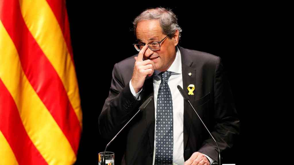 El presidente de la Generalitat, Quim Torra, durante su discurso en el TNC | EFE