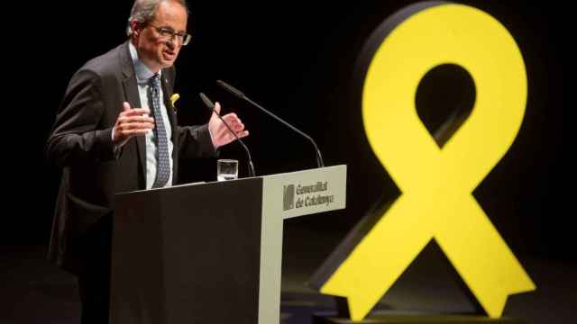 Quim Torra, en un momento de su discurso en el TNC de Barcelona / EFE