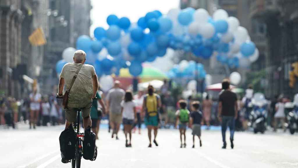 La Via Laietana, con un aspecto muy diferente del habitual