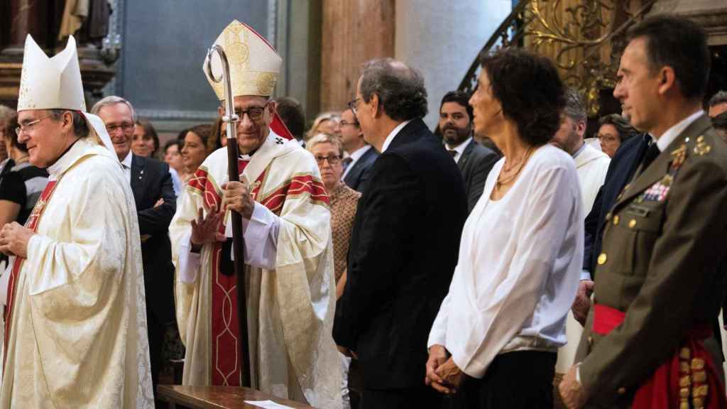 Un momento durante la misa por la Mercè a la que ha asistido Quim Torra | EFE