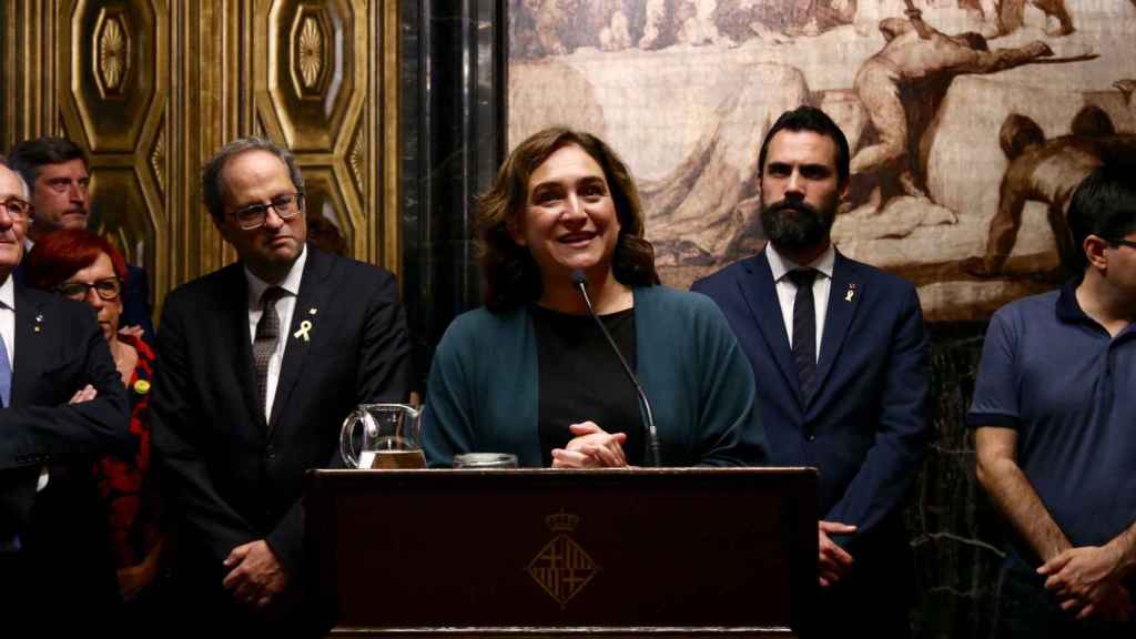 La alcaldesa Ada Colau con Quim Torra y Roger Torrent durante las fiestas de La Mercè / AJUNTAMENT