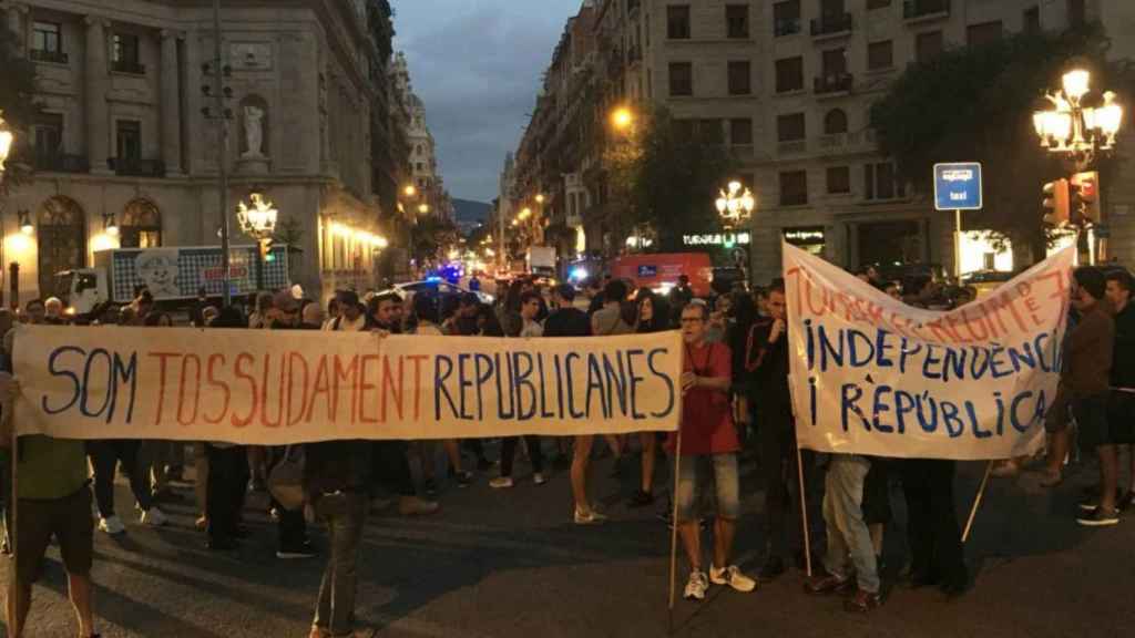 Manifestación en Via Laietana de Barcelona