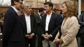 Salvador Illa, Alberto Fernández Díaz, Manuel Valls y Carina Mejías en la inauguración de la nueva sede de la agencia EFE / EFE