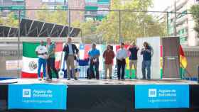 Manel Giraldo, director general de Aigües, junto a Adriano Rafael de los Santos, Juan Pablo Tagliafico, René Uribe y Alejandro Alonso, en el torneo Consular / H. F.