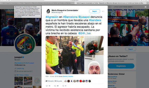 Tuit con fotos del agredido / Twitter