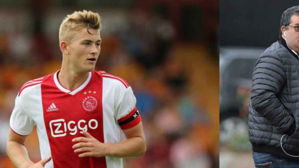 Matthijs de Ligt, defensa central del Ajax que quiere fichar el Barça, y su representante, Mino Raiola