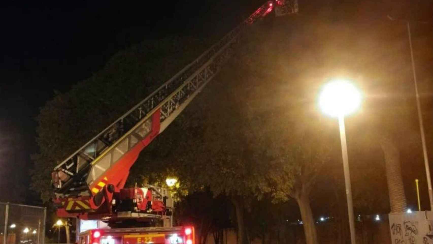 Los bomberos han usado una grúa para retirar el nido / @barcelona_GUB