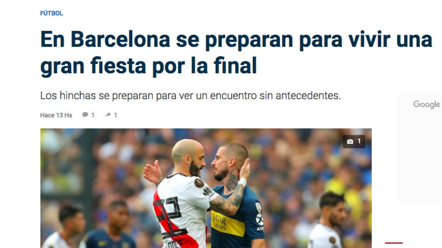 La noticia del Boca-River en Barcelona por un medio argentino