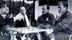 Juan Segura Palomares, con Alfredo di Stéfano y Ladislao Kubala