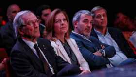 Trias (PeDCAT), Mejías (Cs), Collboni (PSC) y Fernández (PP), durante el acto de Barcelona Oberta / HUGO FERNÁNDEZ