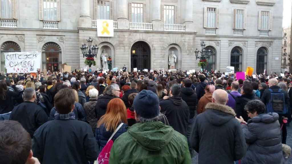 Los animalistas del Pacma han llenado la plaza Sant Jaume / J.S.