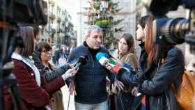 Jaume Collboni, durante su comparecencia en la plaza Sant Jaume / HUGO FERNÁNDEZ