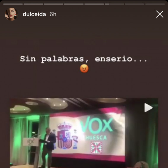 Reacción de la influencer Dulceida / INSTAGRAM