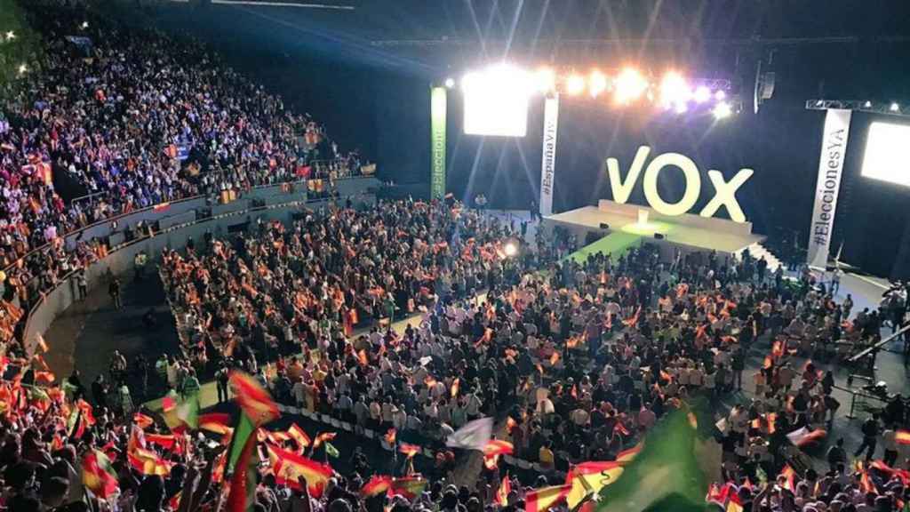 El partido Vox durante su acto en Vistalegre