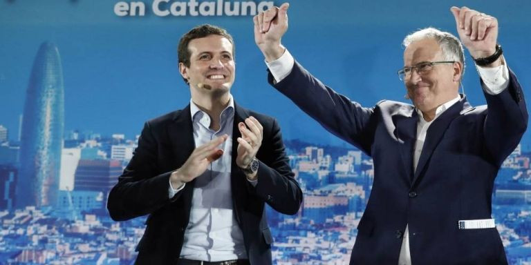 Pablo Casado, expresidente del PP, junto a Josep Bou, en 2019 / EFE