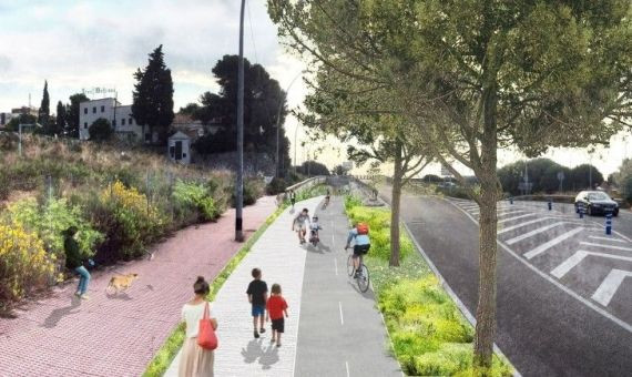 Imagen virtual del carril bici que une Esplugues y la Diagonal / AYUNTAMIENTO DE BCN