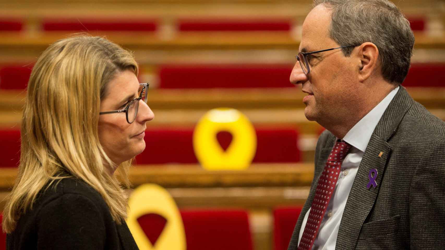 Elsa Artadi (junto a Quim Torra en la foto) se ha comparado con Ana Frank / EFE/QUIQUE GARCIA