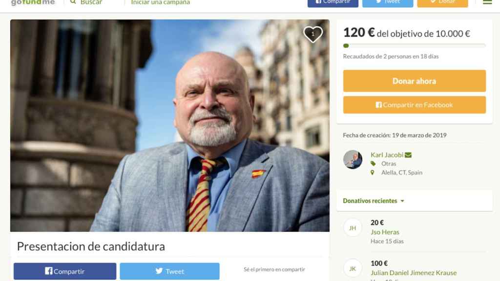 Campaña de 'crowdfounding' de Karl Jacobi para financiar su carrera política municipal / GOFUNDME