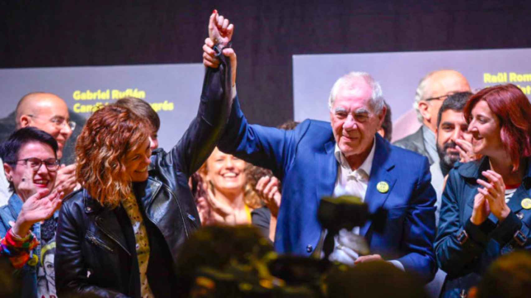 Elisenda Alamany y Ernest Maragall celebrando la victoria de ERC en las elecciones generales del 28A / TWITTER