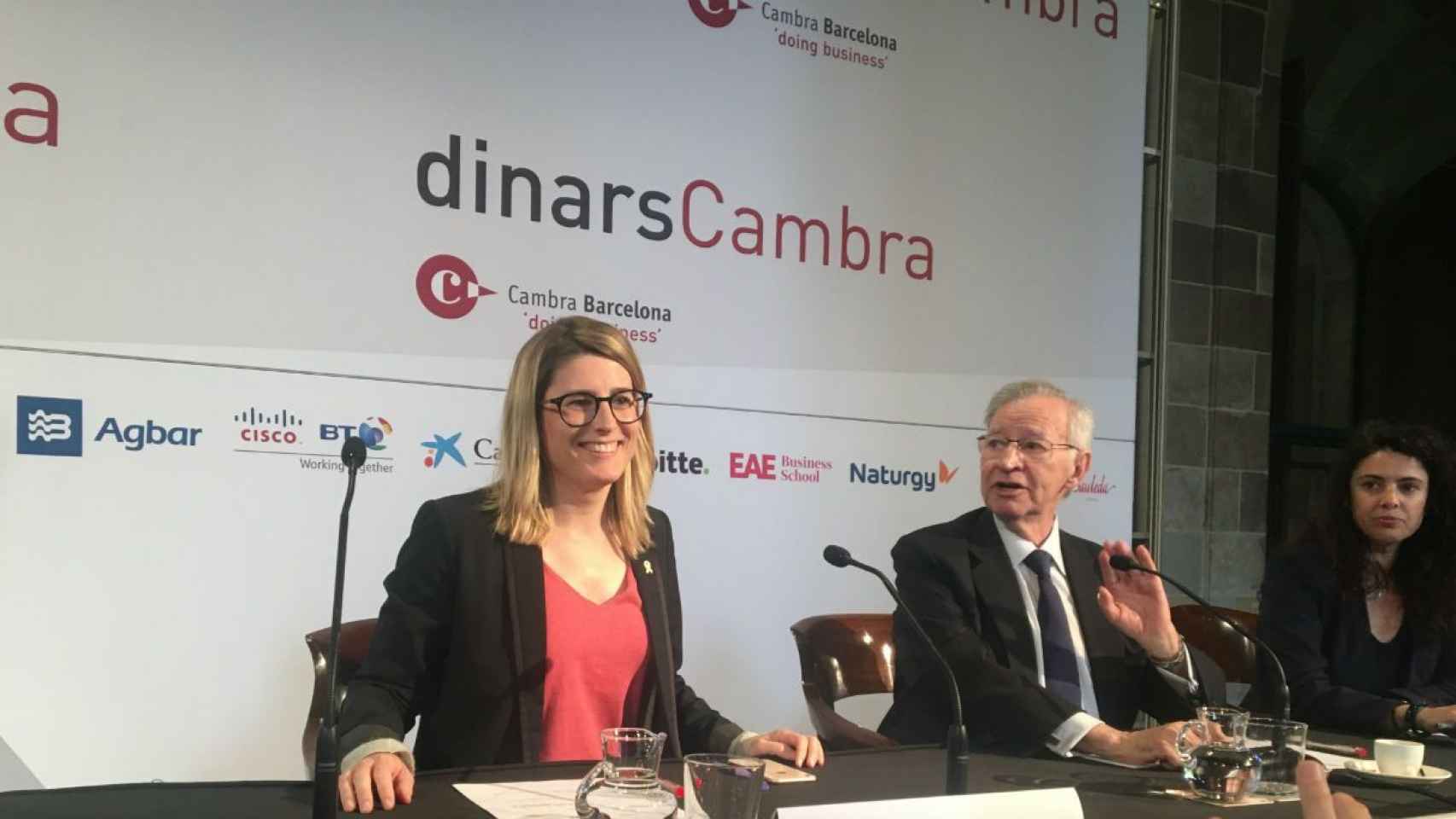 Elsa Artadi y Miquel Valls, durante el acto en la Llotja del Mar / CR