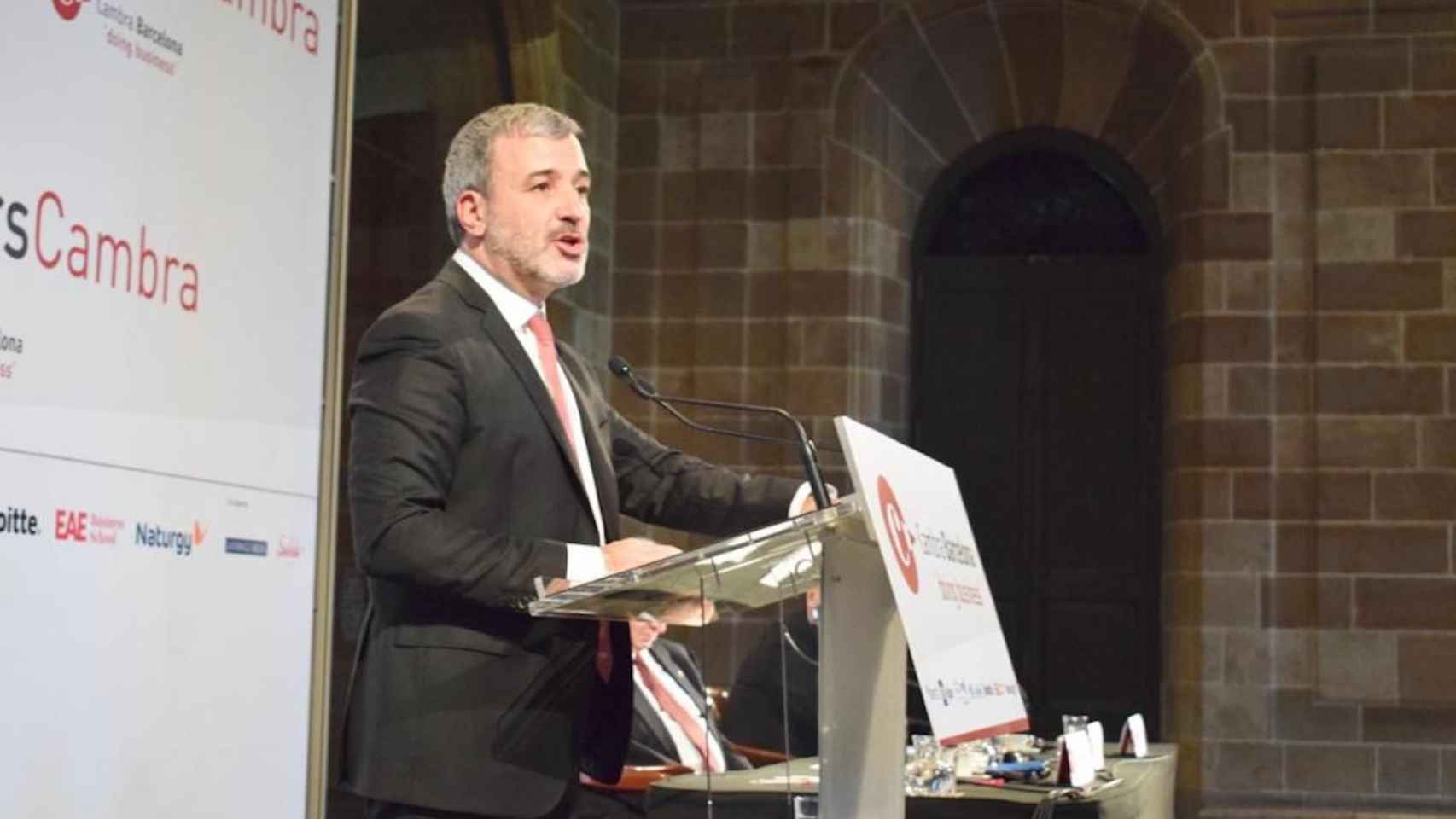 Jaume Collboni durante el 'Dinar Cambra' organizado por la Cámara de Comercio de Barcelona