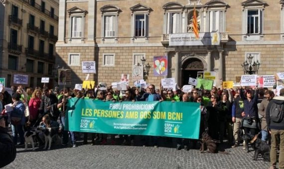 Una de las últimas manifestaciones de Espai Gos fue en febrero en la plaza Sant Jaume / A. C.