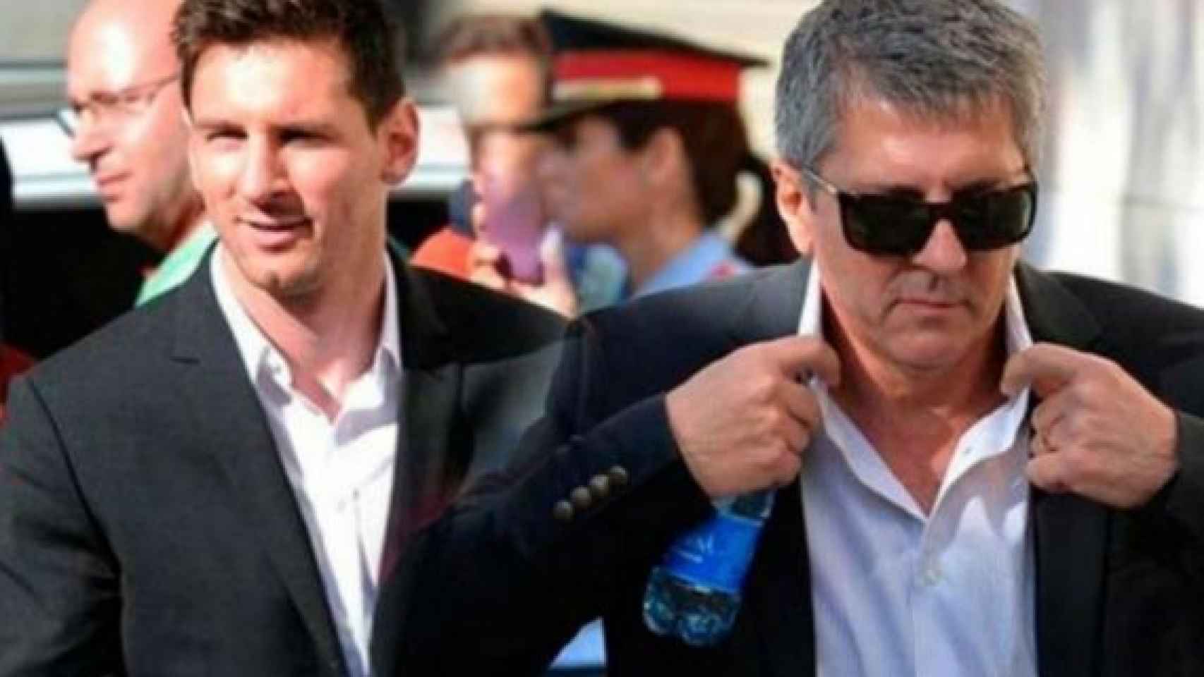 Leo Messi y su padre, Jorge Messi, en una comparecencia ante la Justicia / EFE