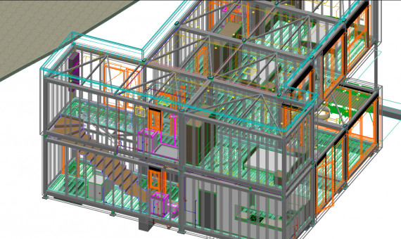 Diseño de una casa modular creada a través de diferentes materiales