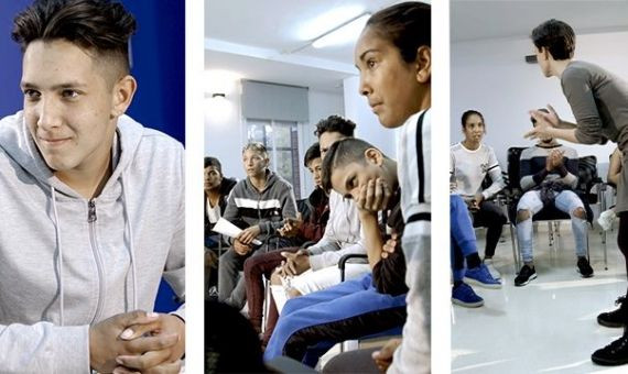 Alumnos de una clase de talleres de flamenco de la Fundación Atenea, impulsados por la Obra Social ”la Caixa”