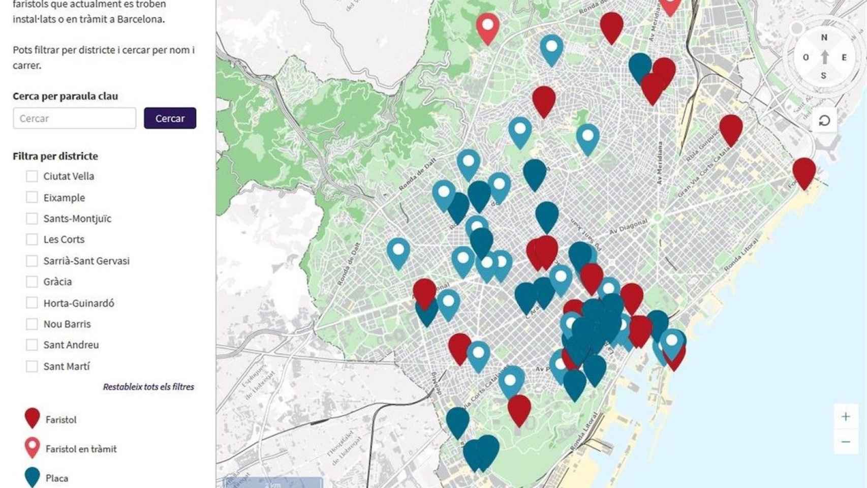 Mapa de la señalización de la Memoria Democrática / AYUNTAMIENTO DE BARCELONA