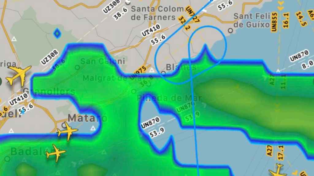 Mapa de las lluvias que afectan al aeropuerto de Barcelona / @ENAIRE