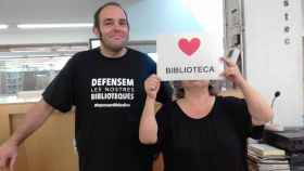 Trabajadores de la biblioteca Les Roquetes, en Barcelona / @DEFENSEMBIBLIOS