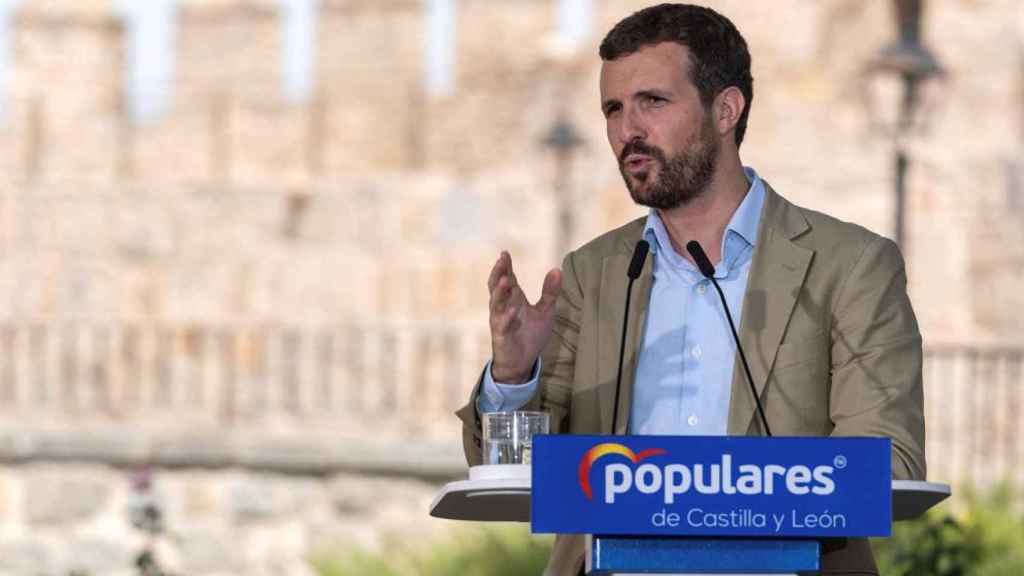 El líder del PP, Pablo Casado, en un acto en Ávila / EFE