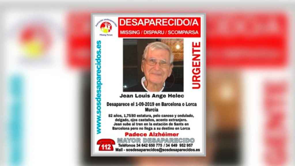 Buscan a Jean Louis Ange Helec, de 82 años y con Alzhéimer