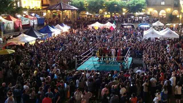 Un momento durante la lucha libre en el Grito de México