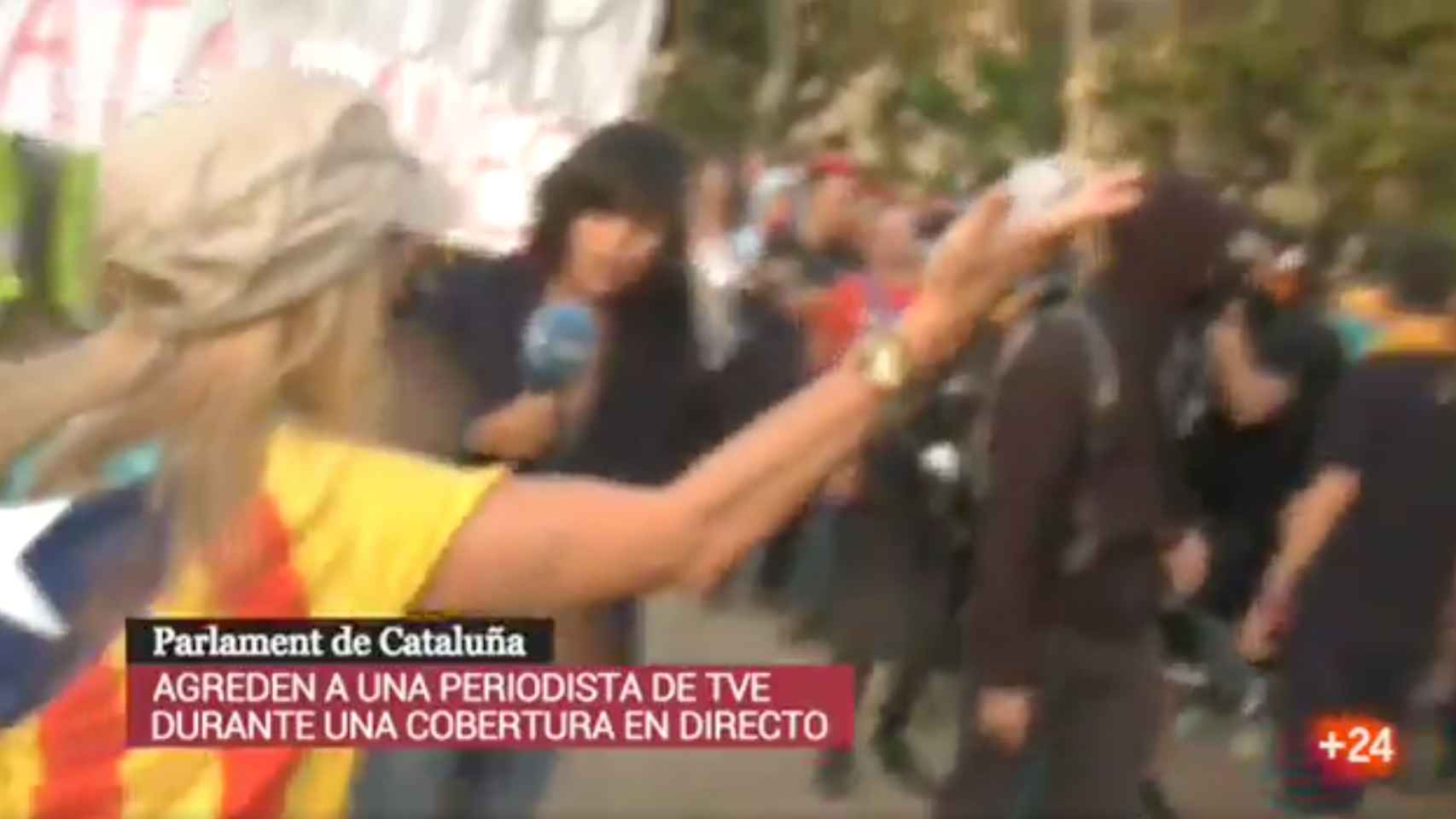 Agredida una periodista de TVE frente al Parlament / TVE