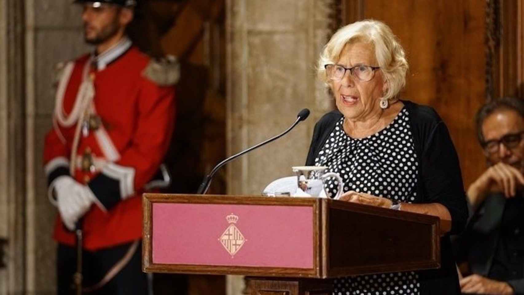 Manuela Carmena en una imagen durante su pregón de la Mercè en Barcelona / AYUNTAMIENTO