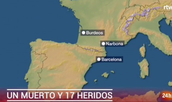 Mapa con el lugar del accidente del autobús / TVE